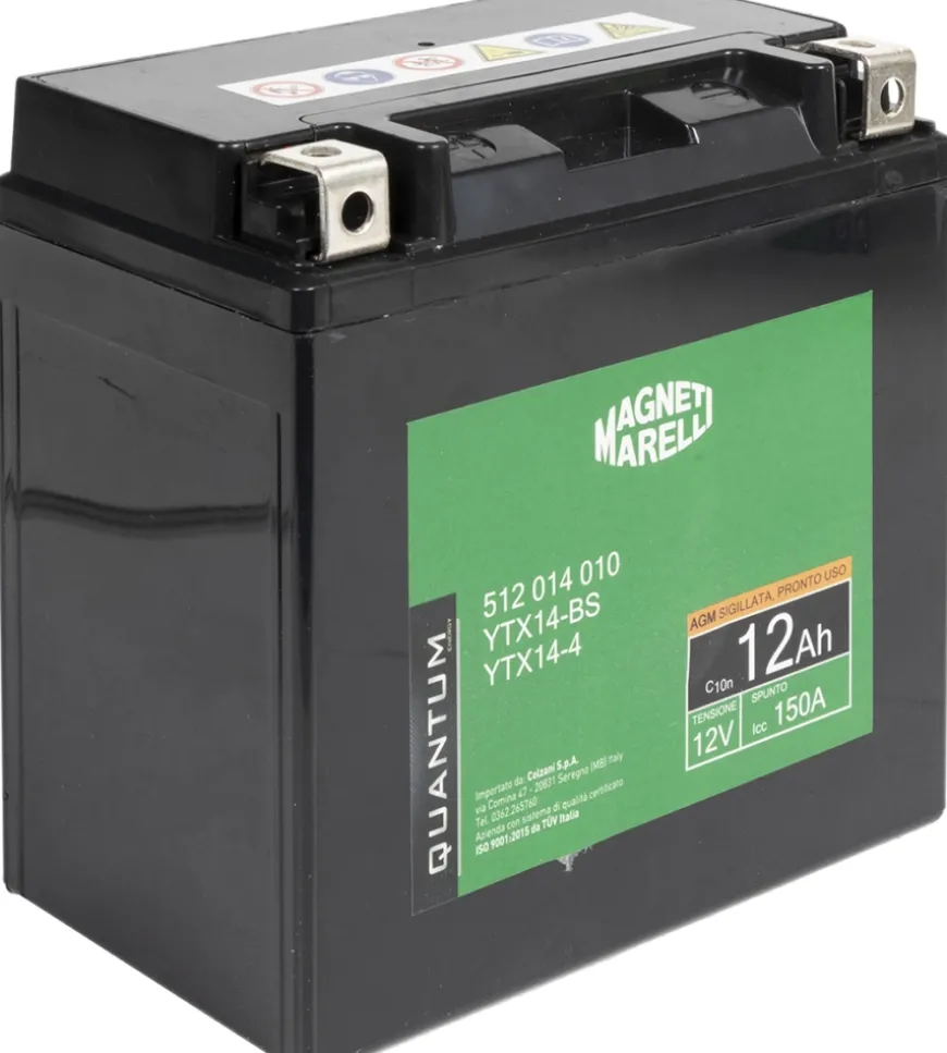 Magneti marelli batteria moto e scooter 12ah 12v 150a tecnologia agm sigillata polo positivo sinistro