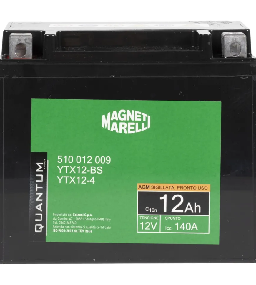 Magneti marelli batteria moto e scooter 12ah 12v 140a tecnologia agm sigillata polo positivo sinistro