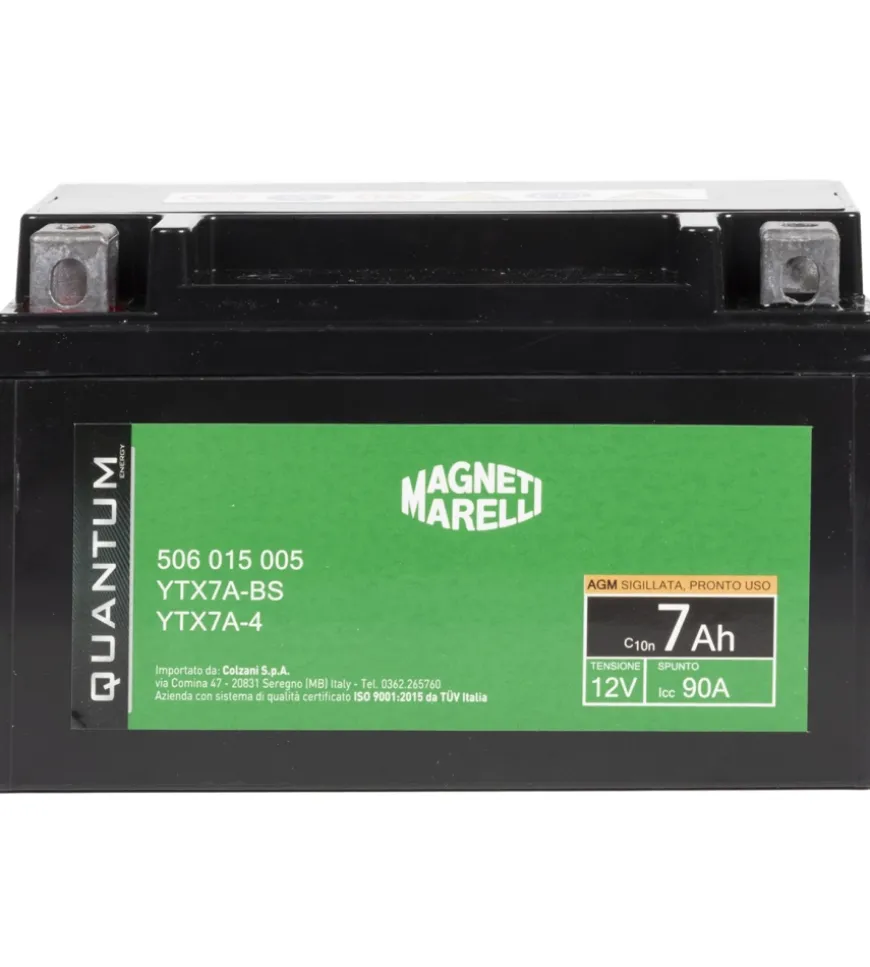 Magneti marelli batteria moto e scooter 7ah 12v 90a tecnologia agm sigillata polo positivo sinistro