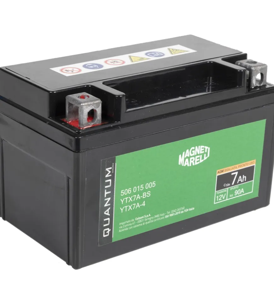 Magneti marelli batteria moto e scooter 7ah 12v 90a tecnologia agm sigillata polo positivo sinistro