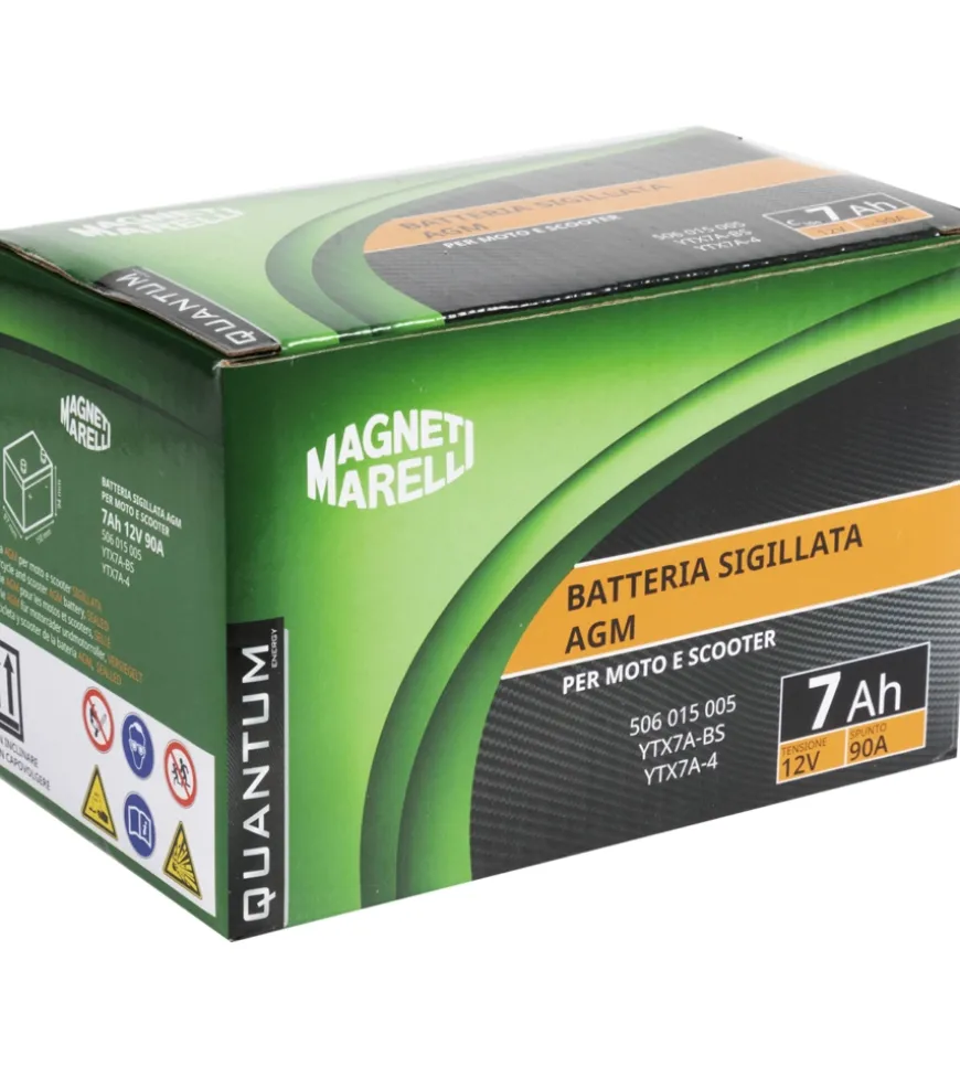 Magneti marelli batteria moto e scooter 7ah 12v 90a tecnologia agm sigillata polo positivo sinistro