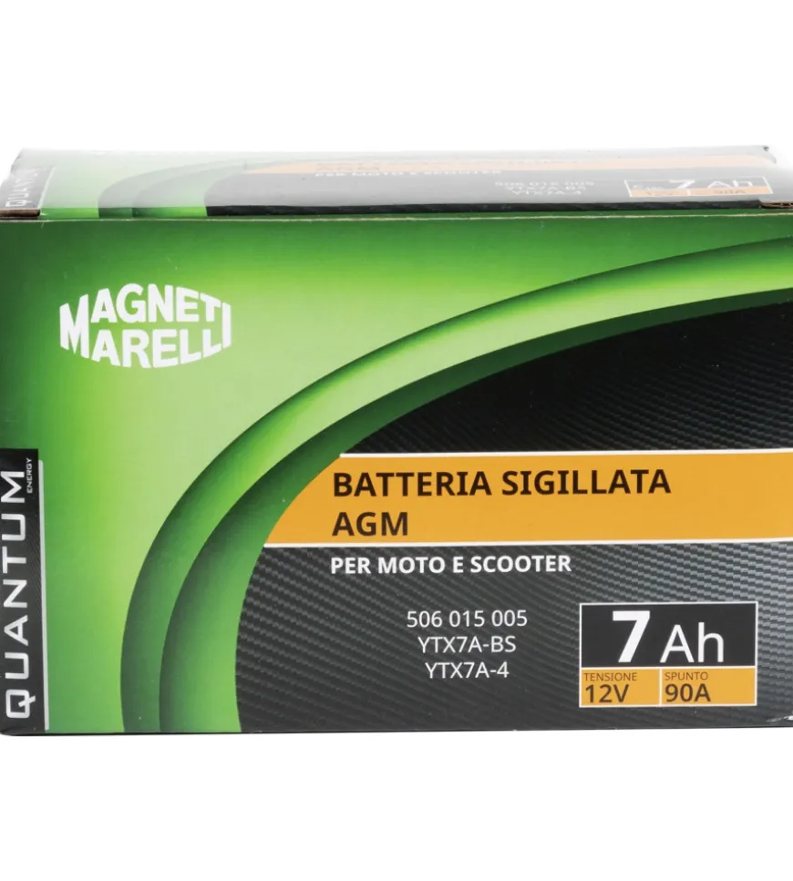 Magneti marelli batteria moto e scooter 7ah 12v 90a tecnologia agm sigillata polo positivo sinistro