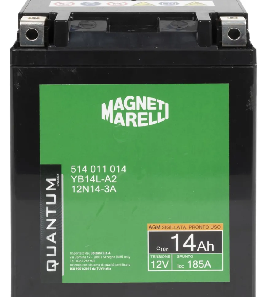 Magneti marelli batteria moto e scooter 14ah 12v 185a tecnologia agm sigillata polo positivo destro