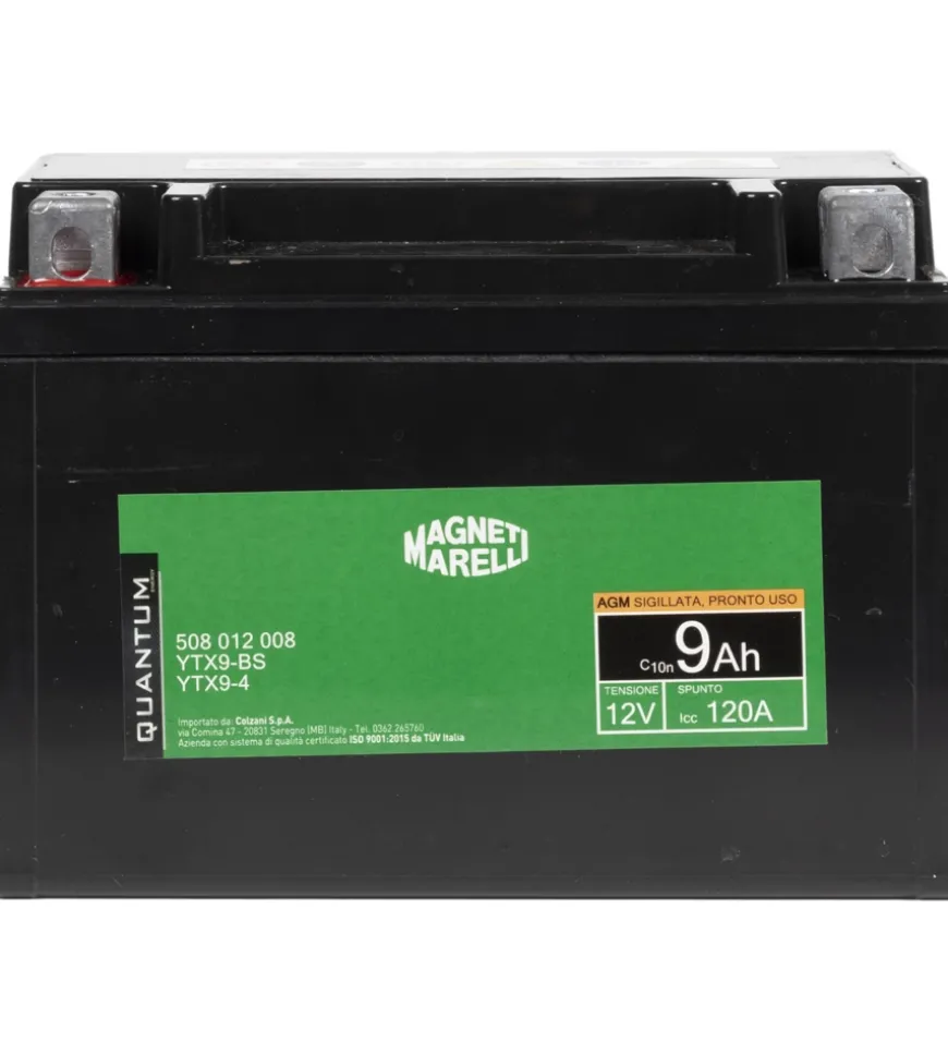 Magneti marelli batteria moto e scooter 9ah 12v 120a tecnologia agm sigillata polo positivo sinistro