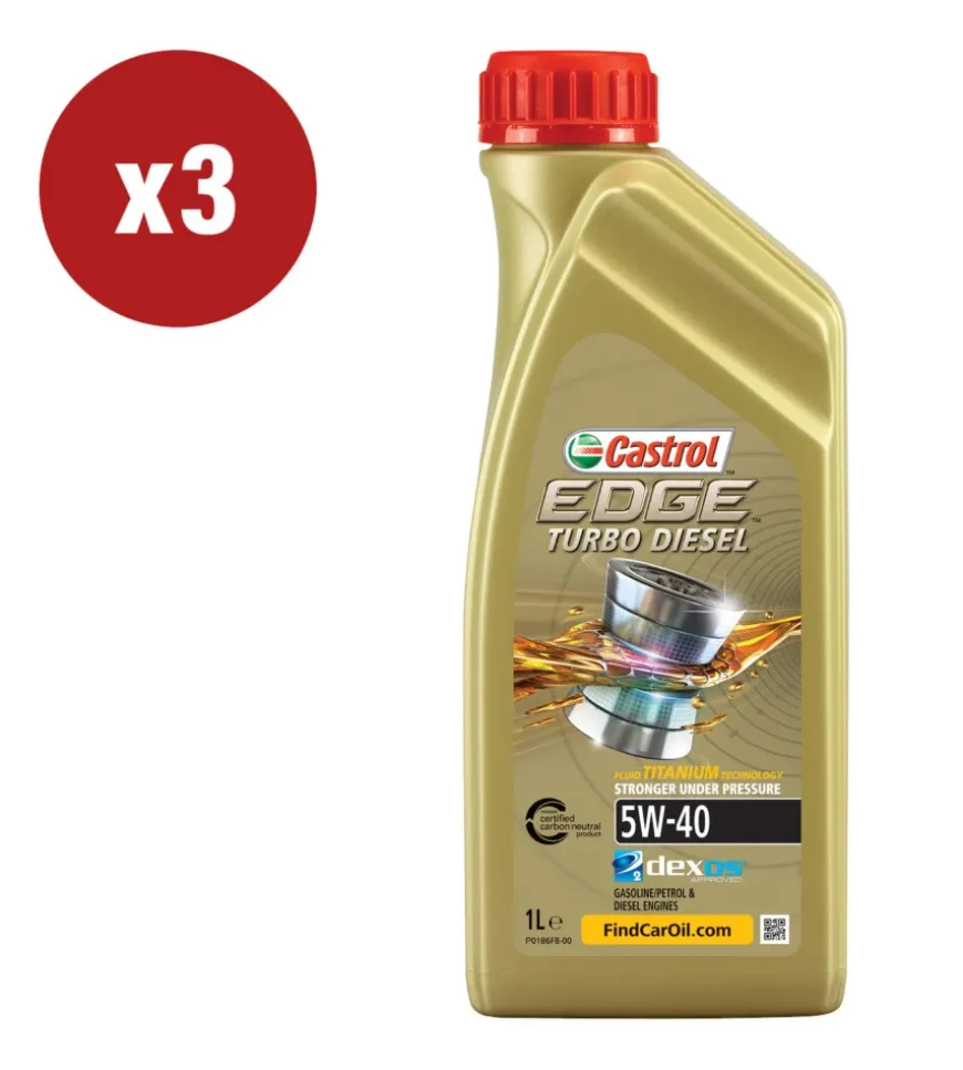 3 pezzi olio castrol edge td 5w-40 q3 titanium 1l