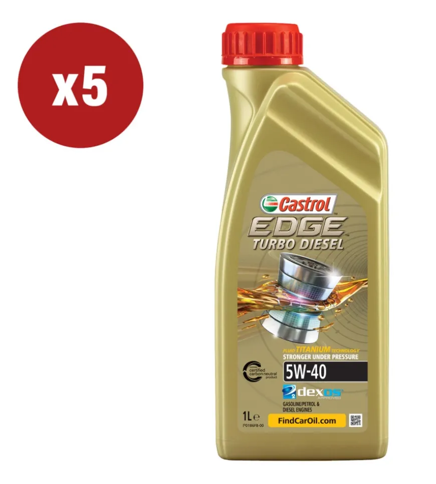 5 pezzi olio castrol edge td 5w-40 q3 titanium 1l