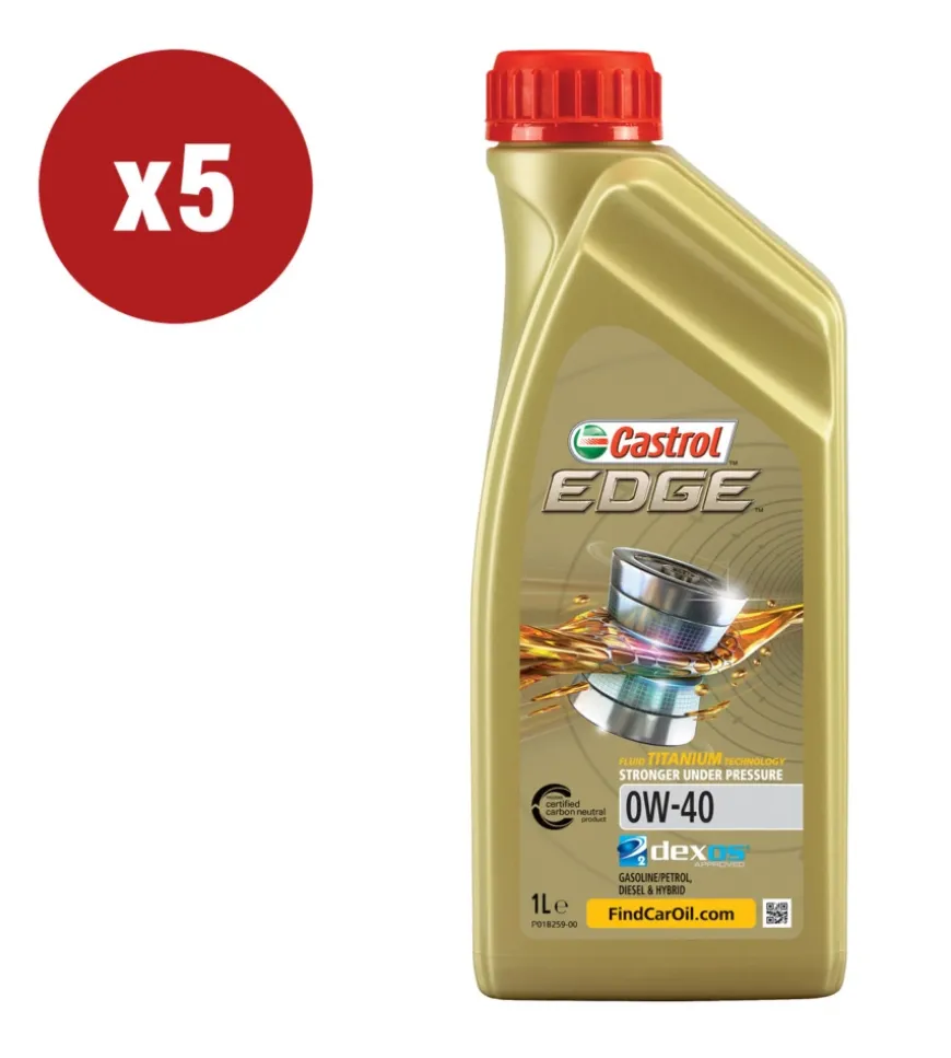 5 pezzi olio castrol edge 0w-40 1l