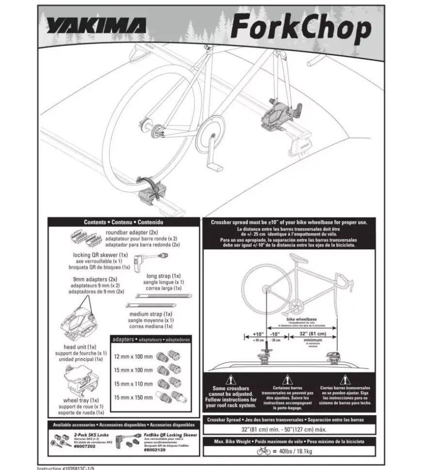 Porta bicicletta da tetto "forkchop" con fissaggio ruota anteriore y8002117