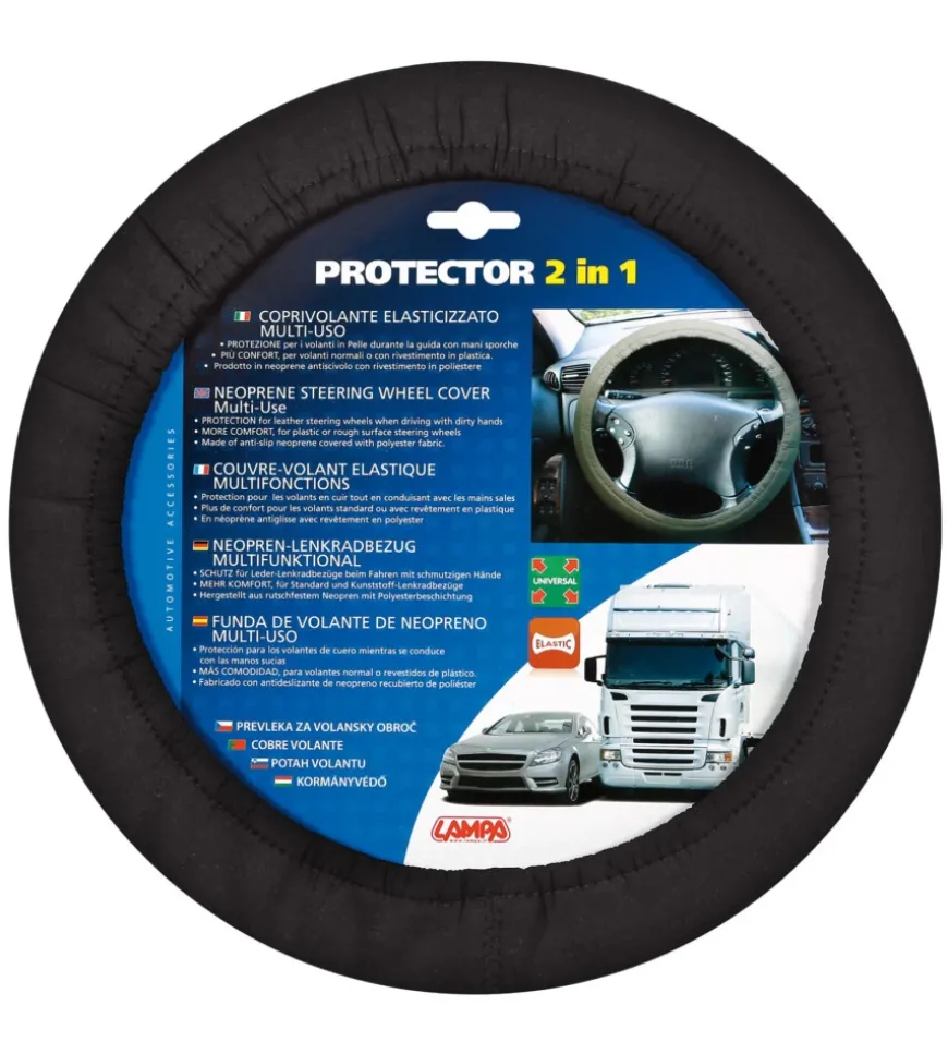 Protector 2 in 1, coprivolante elasticizzato in poliestere - nero 33146
