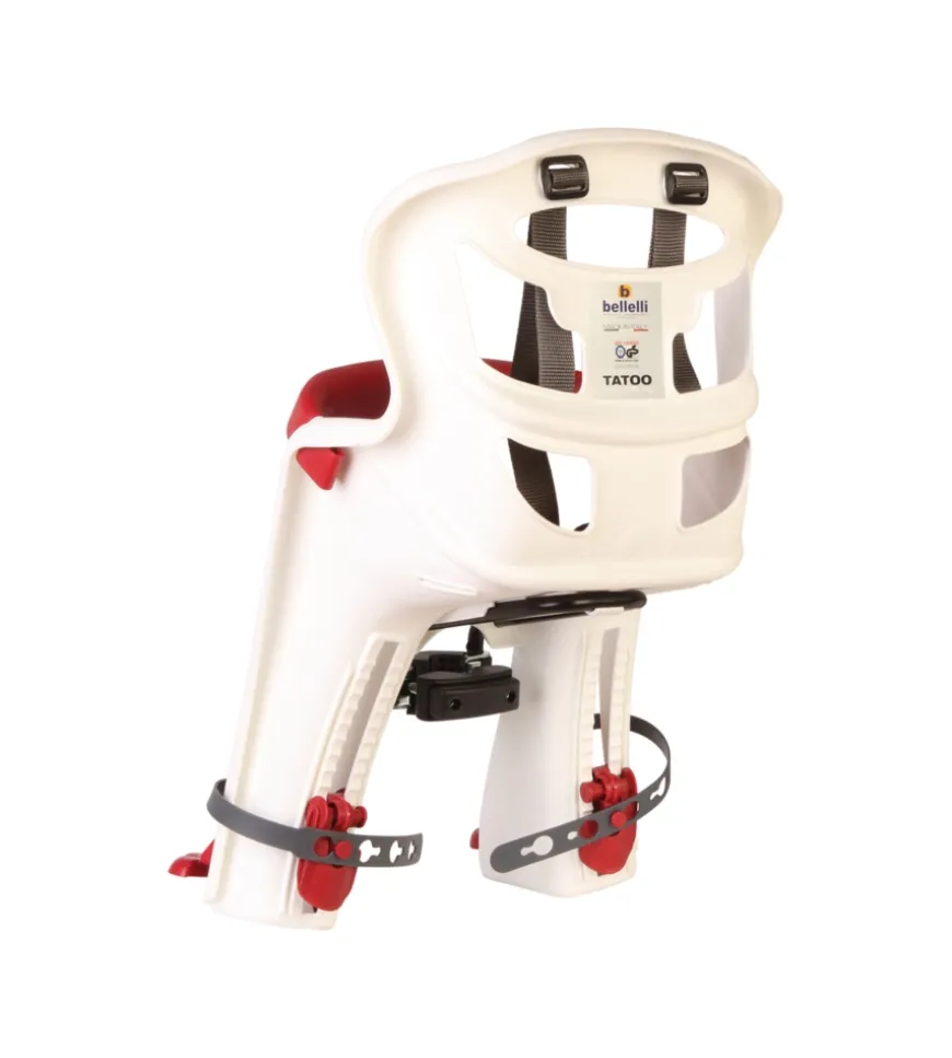 Seggiolino anteriore bici bellelli "tatoo plus" bianco/rosso