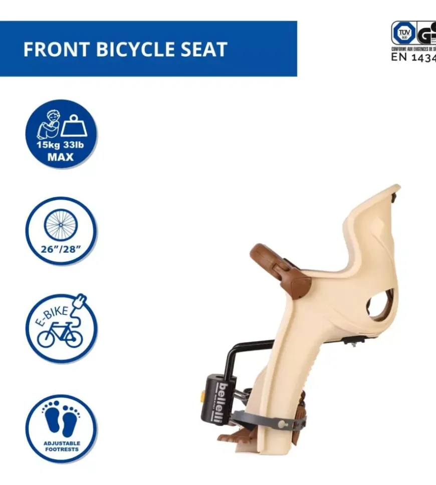 Seggiolino anteriore per bicicletta bellelli "freccia vintage", portata massima 15 kg