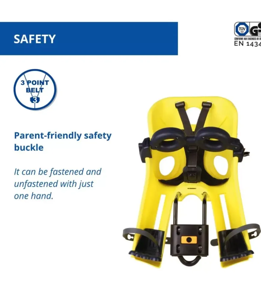 Seggiolino anteriore per bicletta bellelli "freccia" hi viz, portata massima 15 kg