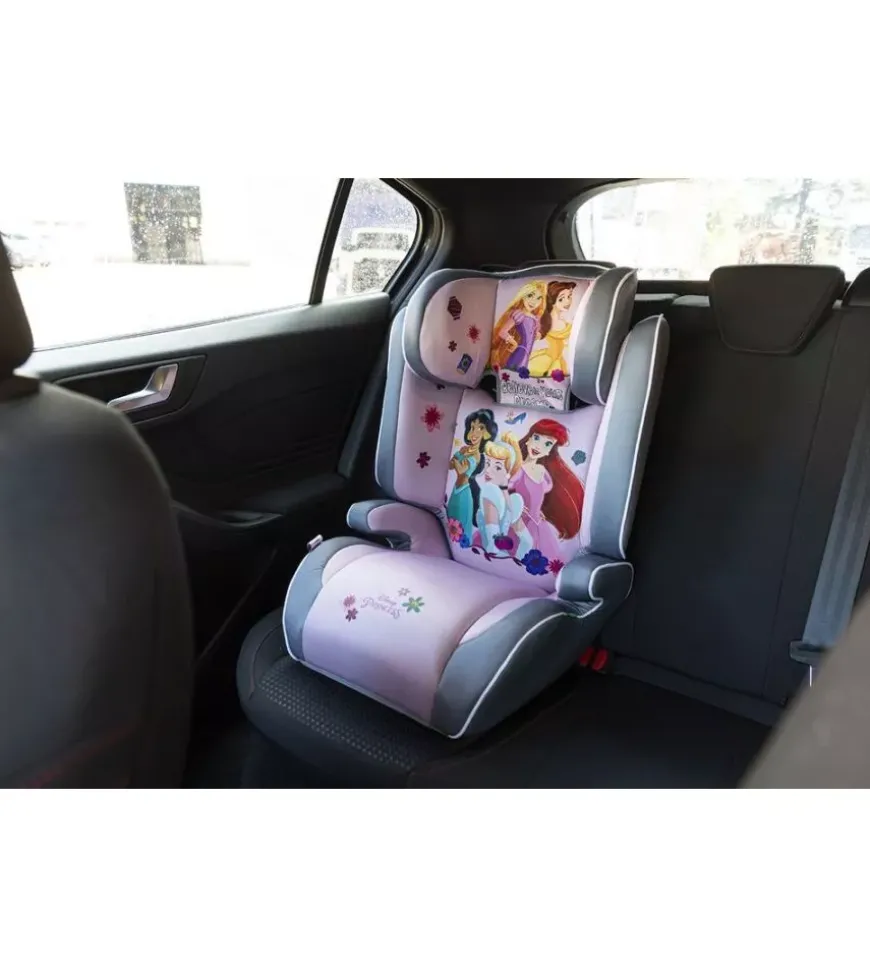 Seggiolino auto disney "princess" per bambini con altezza da 100 a 150 cm, ece r129