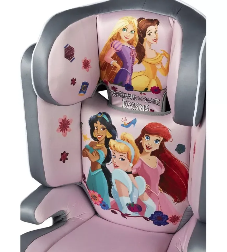 Seggiolino auto disney "princess" per bambini con altezza da 100 a 150 cm, ece r129