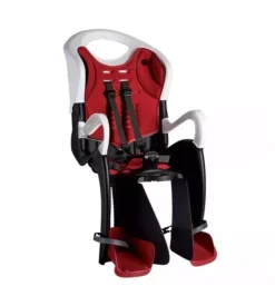 Seggiolino bici posteriore bellelli "tiger clamp" rosso e bianco, portata massima 22 kg