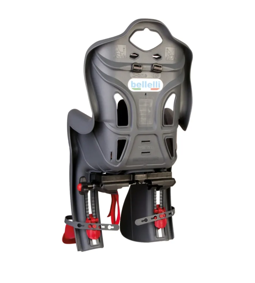 Seggiolino per bici posteriore bellelli "b-one" attacco al portapacchi grigio scuro, portata massima 22 kg
