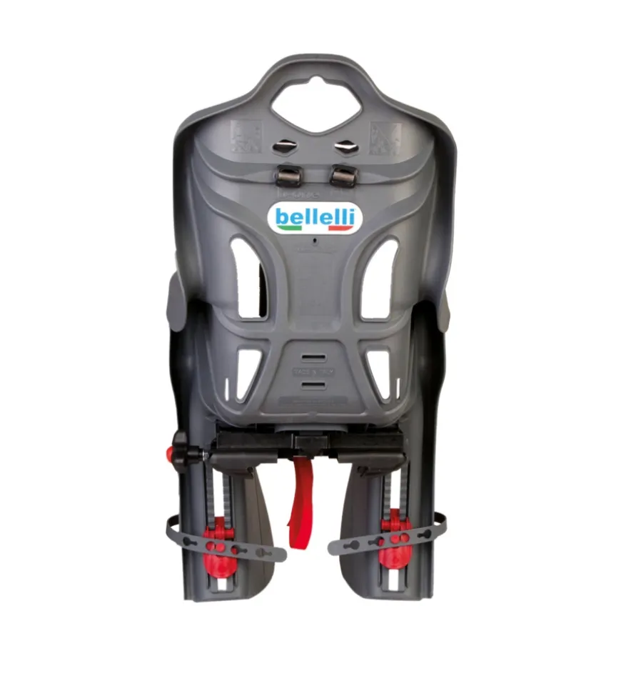 Seggiolino per bici posteriore bellelli "b-one" attacco al portapacchi grigio scuro, portata massima 22 kg
