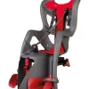 Seggiolino posteriore grigio scuro e rosso per bicicletta per bambini, max. 22 kg, da 3 a 8 anni - si fissa al portapacchi
