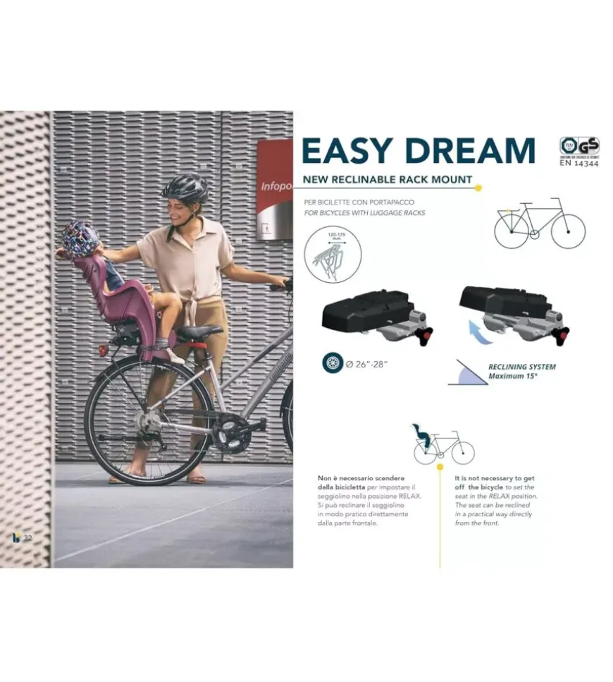 Seggiolino posteriore per bicicletta bellelli "mr fox " luxe easy dream forest , portata massima 22 kg