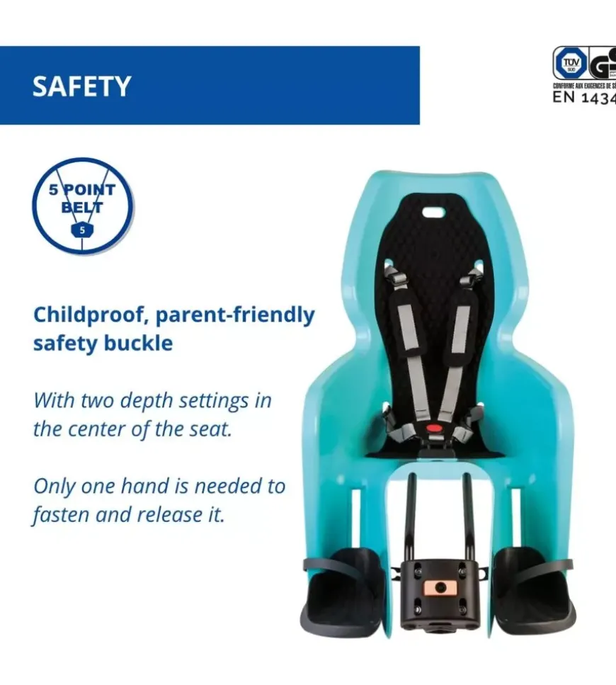 Seggiolino posteriore per bicicletta bellelli "lotus" sky blue, portata massima 22 kg