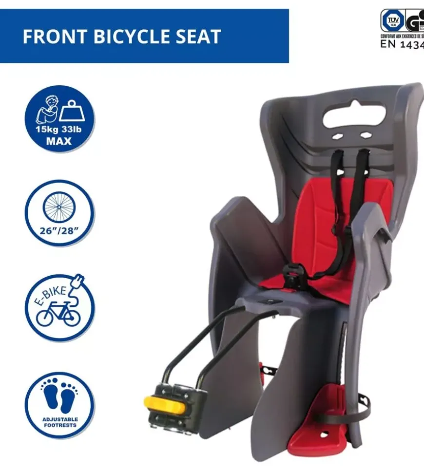 Seggiolino posteriore per bicicletta bellelli "little duck" dark grey, portata massima 22 kg