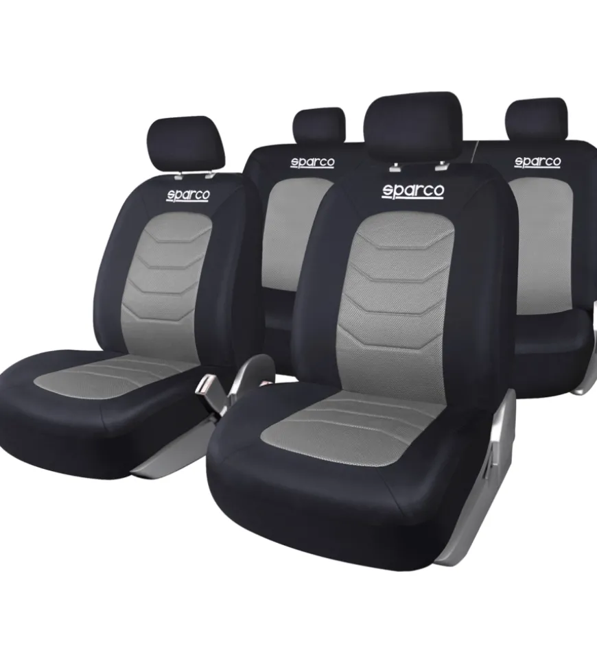 Set completo spc1019 coprisedili auto universali nero e grigio righe