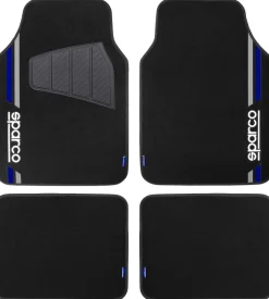 Set completo spc19 tappetini auto universali in moquette nero/blu poliestere
