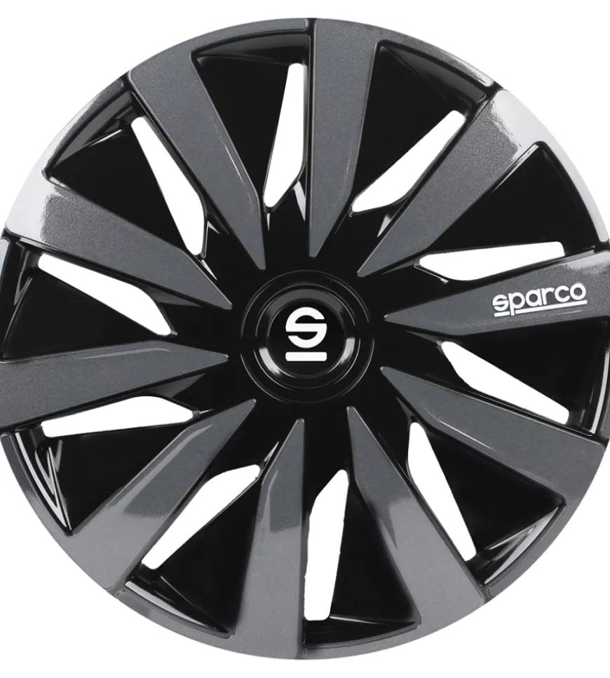 Set 4 copricerchi auto sparco "lazio" nero/grigio, 13" pollici - spc1391bkgr