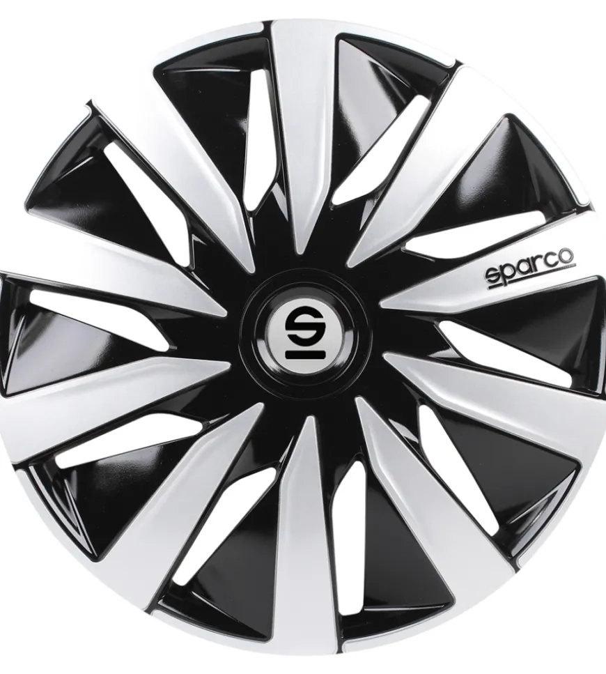 Set 4 copricerchi 14" pollici copriruota auto lazio spc1491bksv nero argento