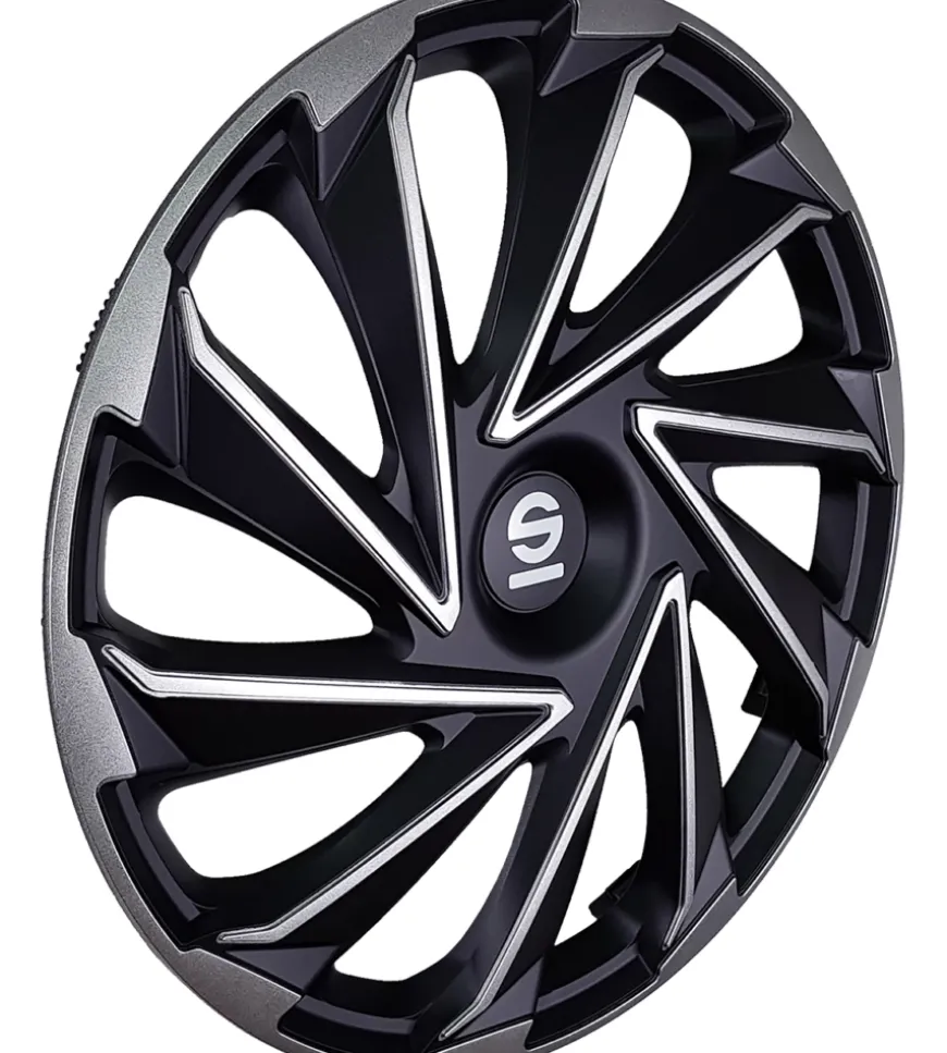 Set 4 copricerchi 16" pollici copriruota auto varese spc1680svbk argento nero