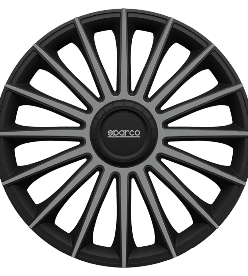 Set 4 copricerchi 14" pollici copriruota auto treviso spc1493bkgr nero grigio
