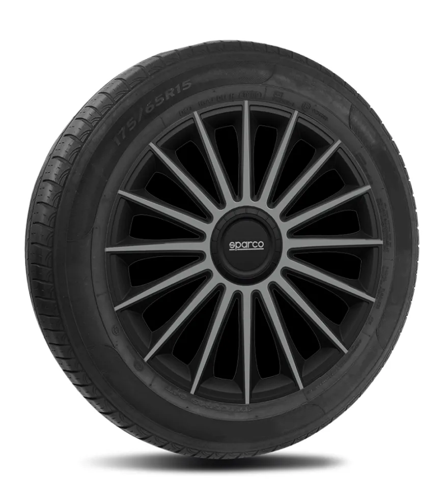 Set 4 copricerchi 14" pollici copriruota auto treviso spc1493bkgr nero grigio