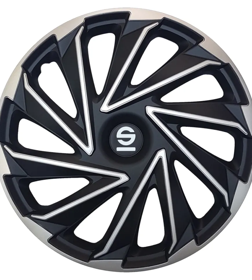 Set 4 copricerchi 14" pollici copriruota auto varese spc1480svbk argento nero