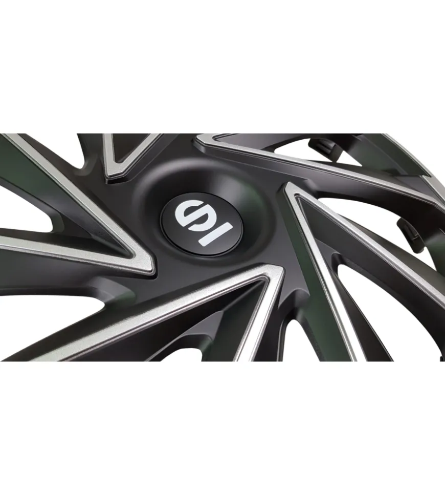 Set 4 copricerchi 15" pollici copriruota auto varese spc1580svbk argento nero