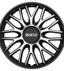 Set 4 copricerchi 15" pollici copriruota auto roma spc1596svbk argento nero