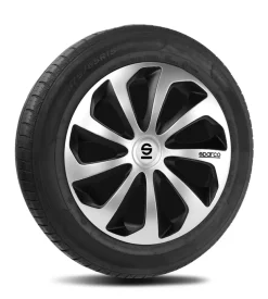 Set 4 copricerchi 13" pollici copriruota auto sicilia spc1373svbk argento nero