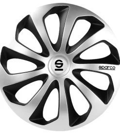 Set 4 copricerchi 15" pollici copriruota auto sicilia spc1573svbk argento nero