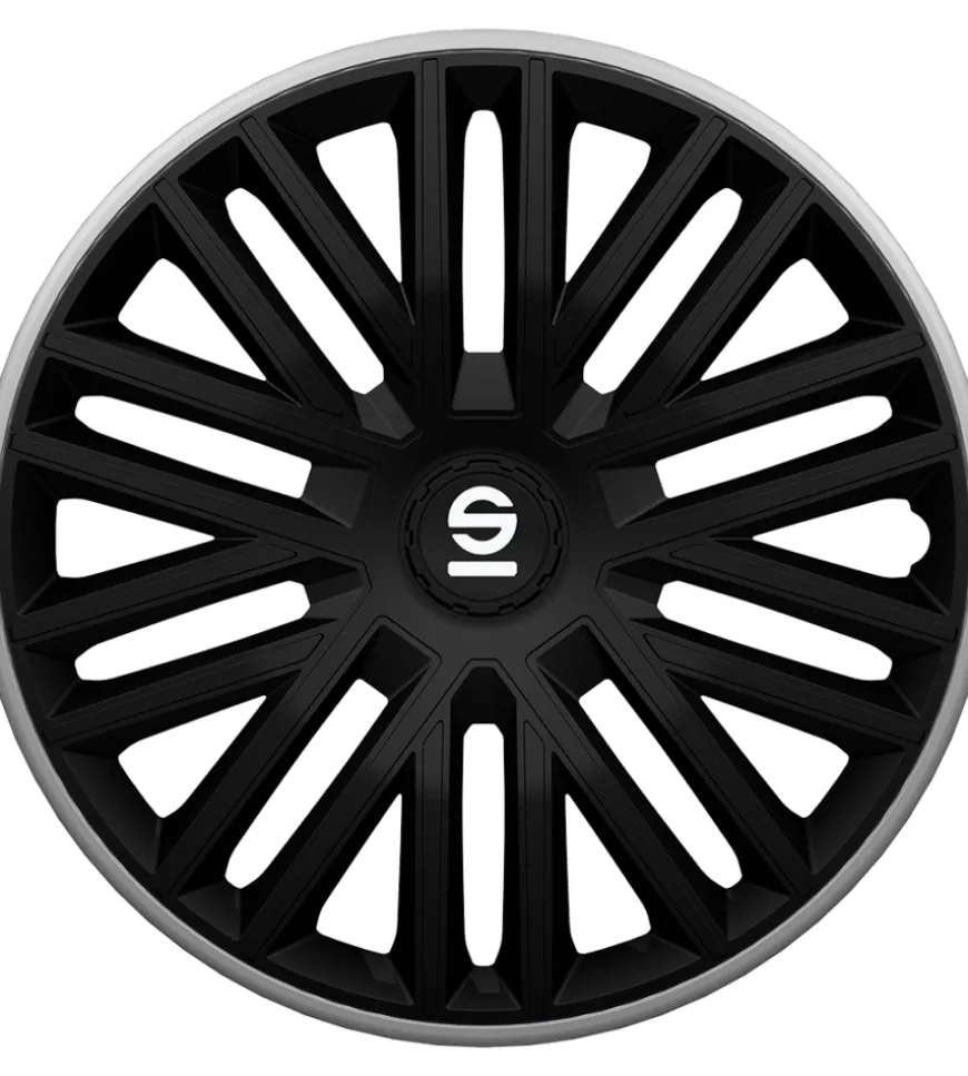 Set 4 copricerchi 14" pollici copriruota auto bergamo spc1485bkgr nero grigio
