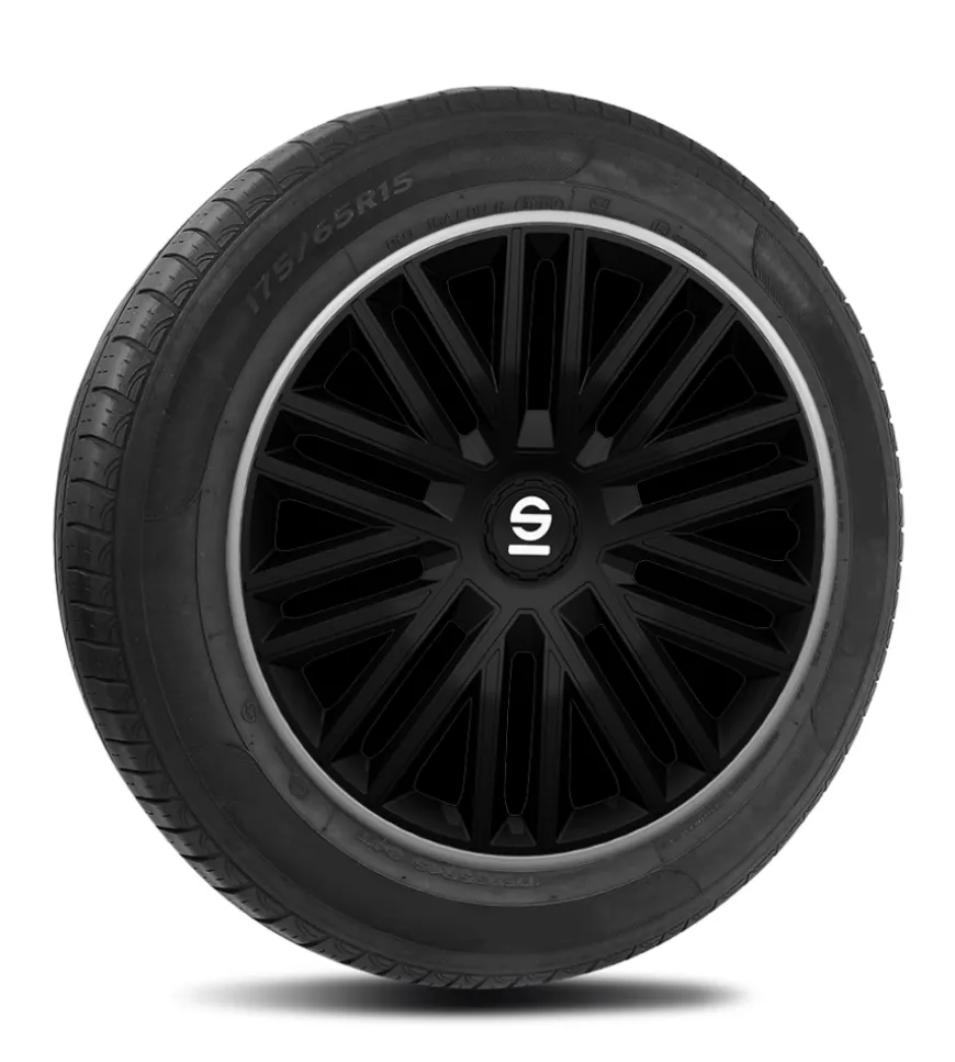 Set 4 copricerchi 15" pollici copriruota auto bergamo spc1585bkgr nero grigio
