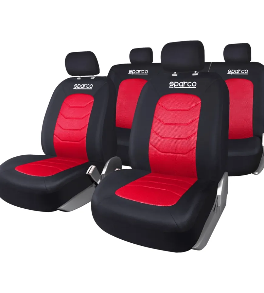 Set coprisedili universali auto completo sparco "spc1019" nero/rosso a righe