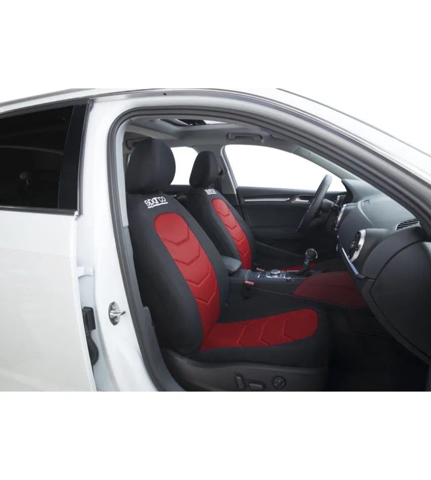 Set coprisedili universali auto completo sparco "spc1019" nero/rosso a righe