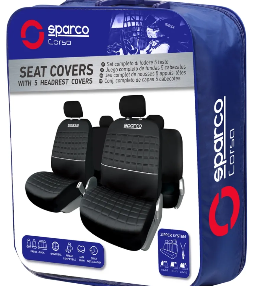 Set coprisedili universali auto sparco "spc1042" nero/argento