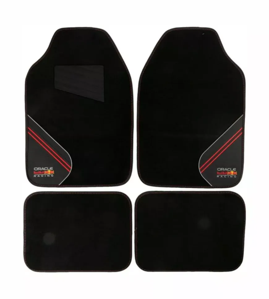 Set tappeti auto redbull "racing" nero e rosso 4 pezzi