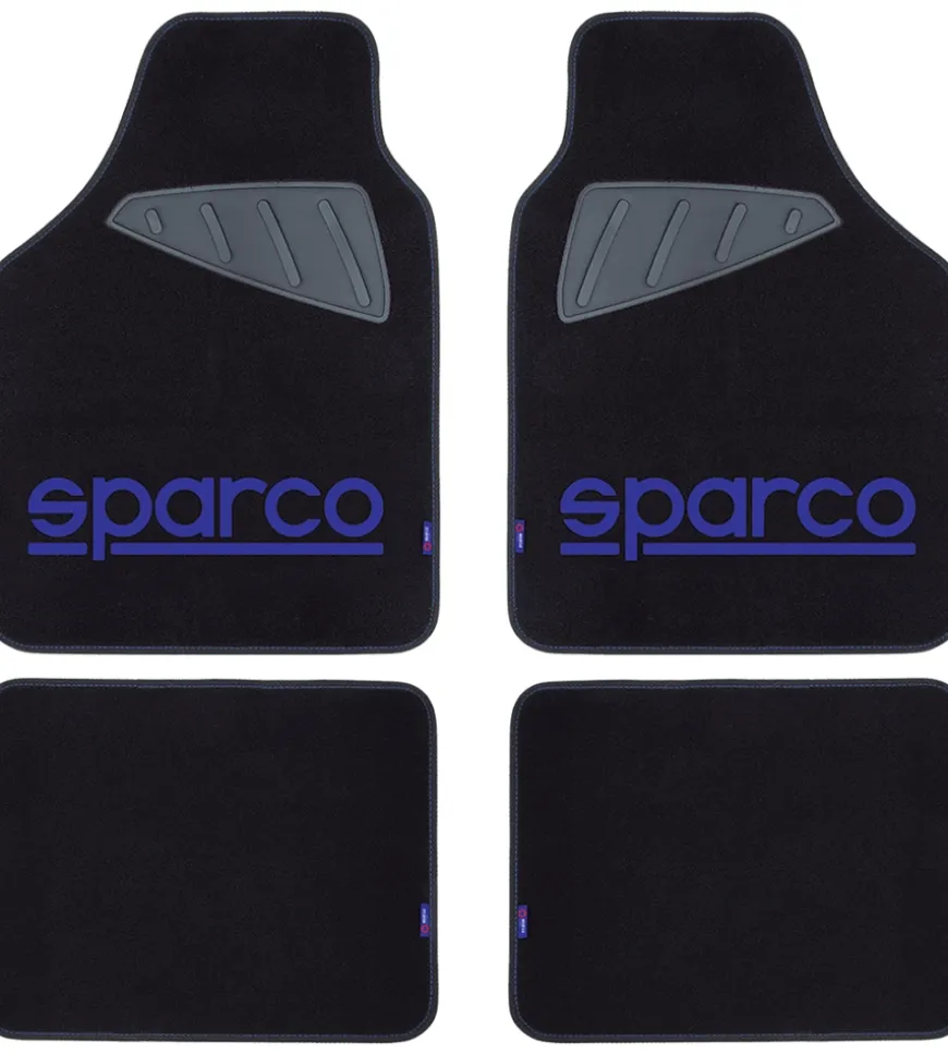 Set 4 tappetini neri e blu per auto sparco