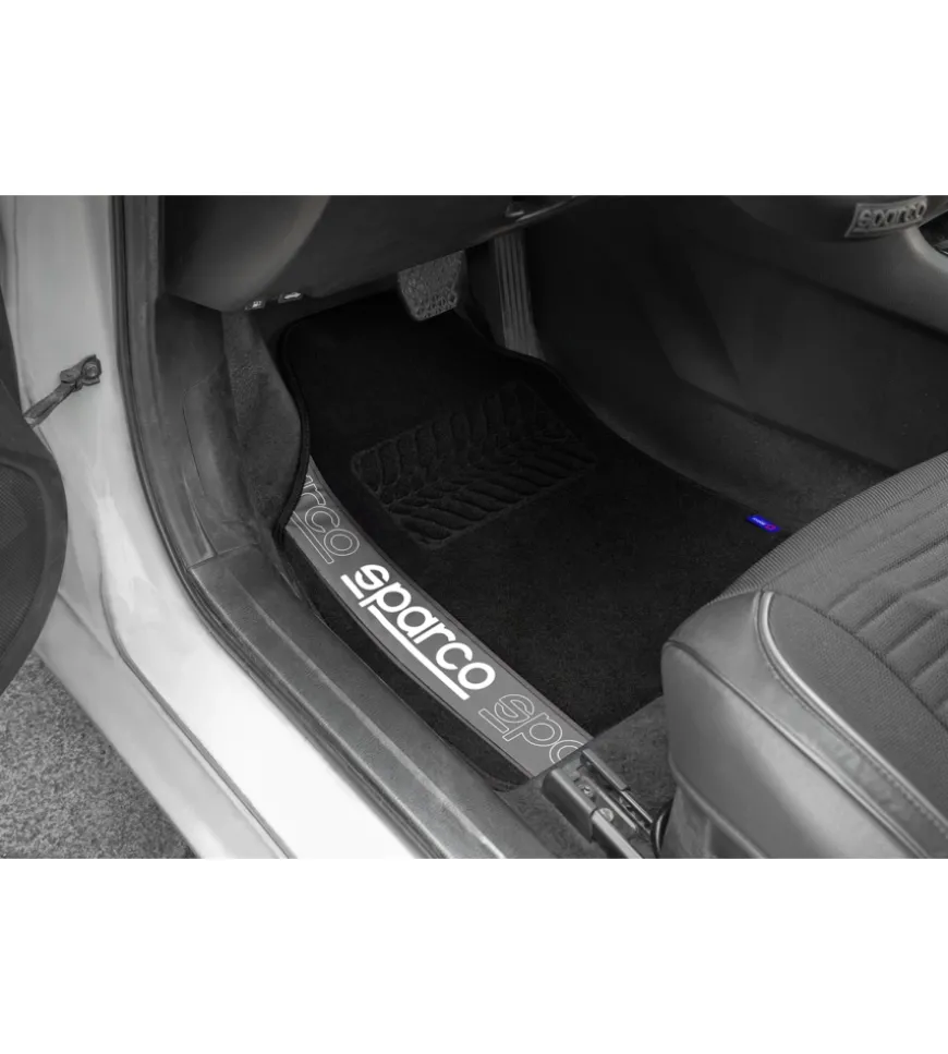 Set 4 tappetini neri e grigi per auto sparco in moquette