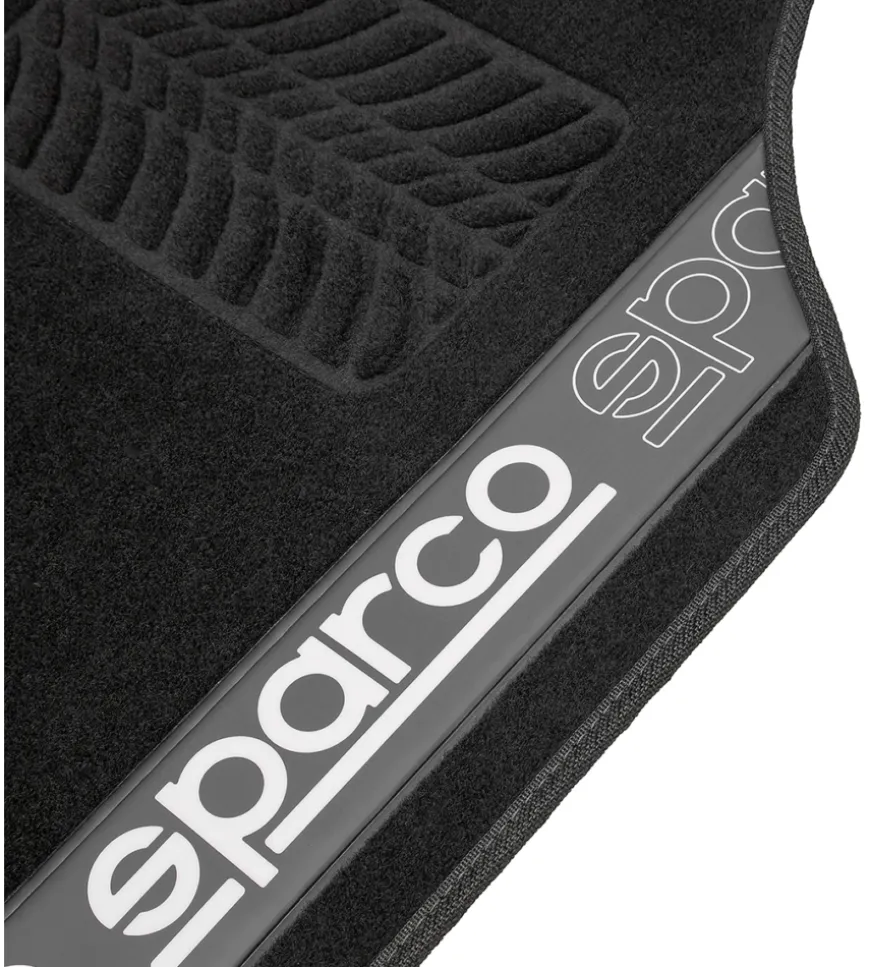 Set 4 tappetini neri e grigi per auto sparco in moquette