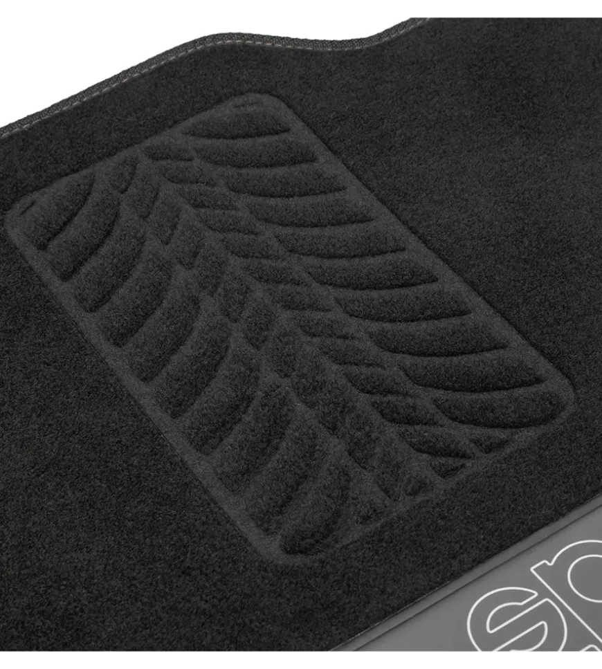Set 4 tappetini neri e grigi per auto sparco in moquette