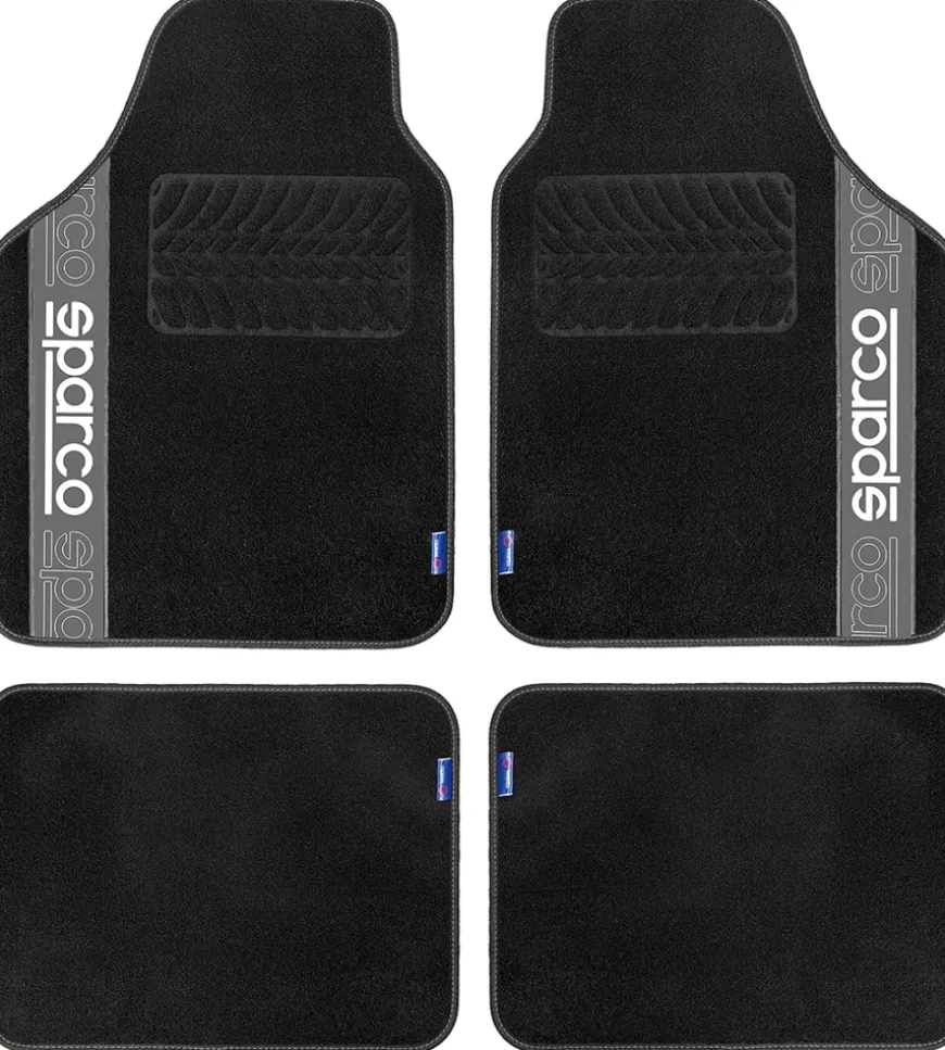 Set 4 tappetini neri e grigi per auto sparco in moquette