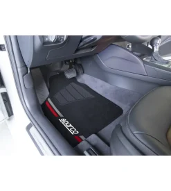 Set 4 tappetini neri e rossi per auto sparco