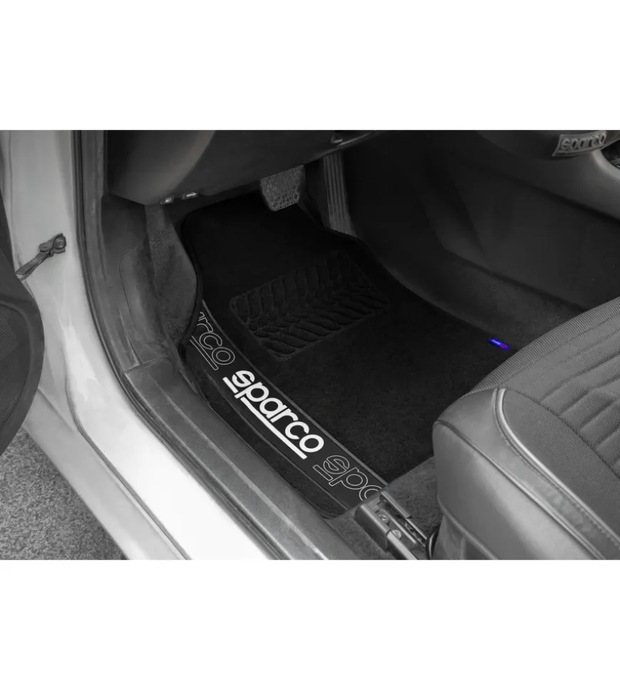 Set 4 tappetini neri per auto sparco in moquette